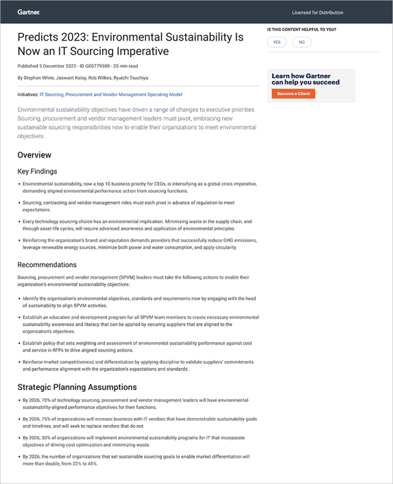 2023 Gartner® Report Sustainable IT Sourcing